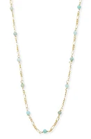 Argento Vivo Sterling Silver Amazonite Figaro Chain Necklace in Gold at Nordstrom