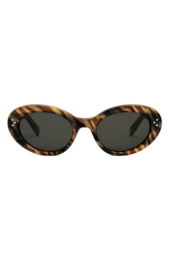 CELINE Bold 3 Dots 53mm Round Sunglasses in Animal /Smoke at Nordstrom