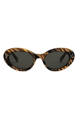 CELINE Bold 3 Dots 53mm Round Sunglasses in Animal /Smoke at Nordstrom