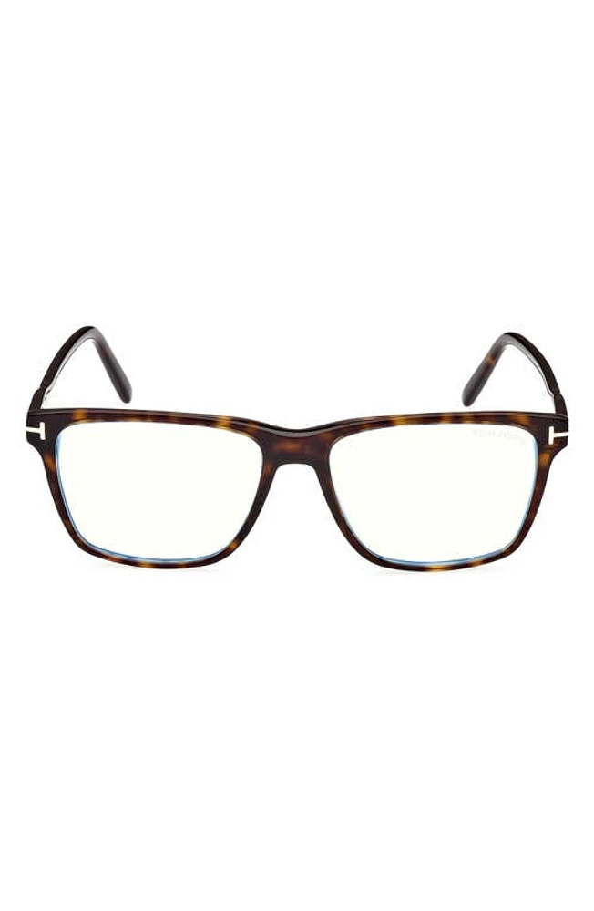 TOM FORD 56mm Square Blue Light Blocking Glasses in Dark Havana at Nordstrom