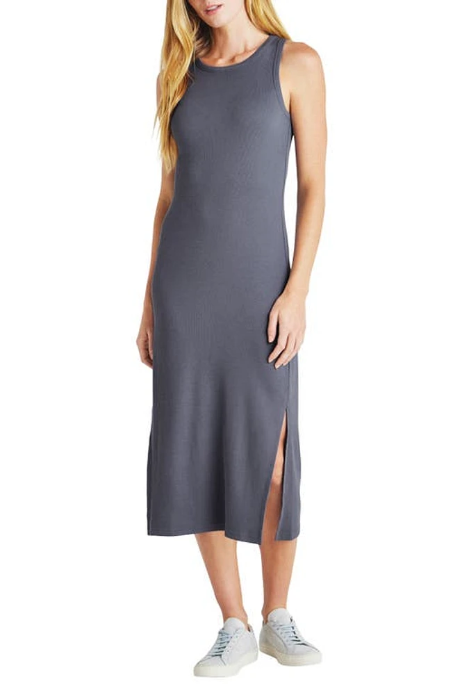 Splendid Benson Stretch Cotton Rib Midi Dress Ash Navy at Nordstrom,