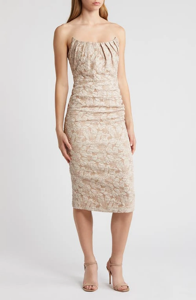 Rare London Strapless Lace Dress Beige at Nordstrom,