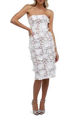 HELSI Cecilia Floral Appliqué Strapless Midi Dress White at Nordstrom,