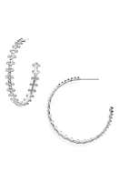 Kendra Scott Jada Crystal Stud Hoop Earrings in Silver White Crystal at Nordstrom