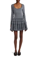 Alaïa Crinoline Long Sleeve Wool Blend Skater Dress Gris Chine at Nordstrom, Us