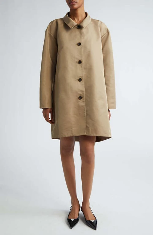 Puppets and Puppets Windblown Sateen Twill Coat in Khaki at Nordstrom, Size Small