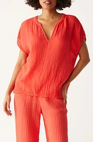 Michael Stars Naomi Split Neck Gauze Top at Nordstrom,