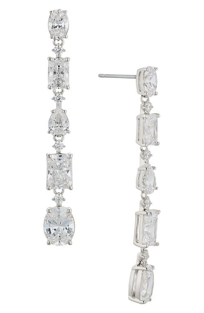 Nadri Cora Cubic Zirconia Linear Drop Earrings in Rhodium at Nordstrom