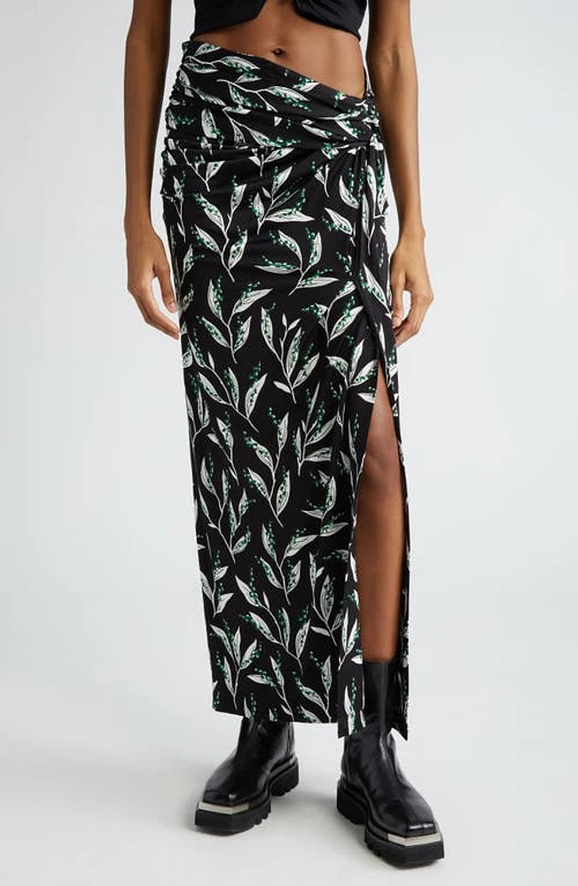 Rabanne Thrush Print Wrap Look Maxi Skirt in Muguet Noir at Nordstrom, Size 6 Us