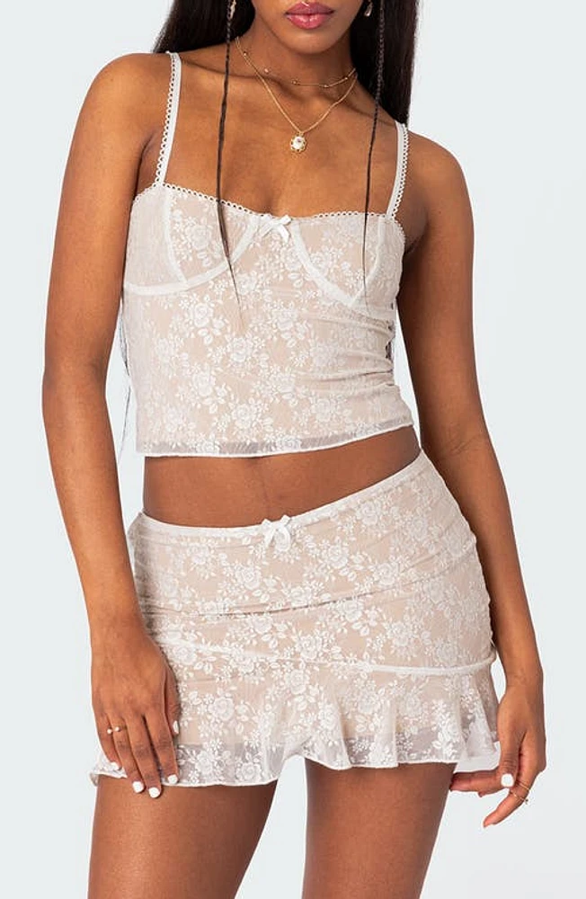 EDIKTED Maria Floral Lace Corset Camisole White at Nordstrom,