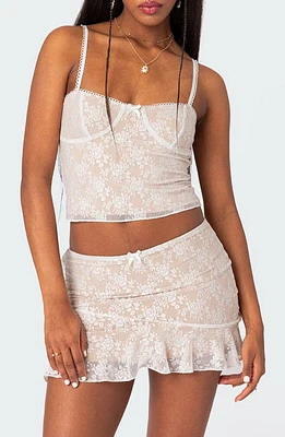 EDIKTED Maria Floral Lace Corset Camisole White at Nordstrom,