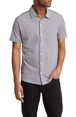 Robert Barakett Whitner Knit Short Sleeve Button-Up Shirt Charcoal at Nordstrom,