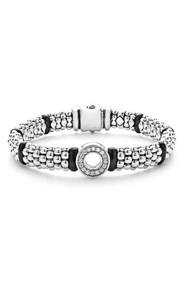 LAGOS Black Caviar Diamond Rope Bracelet in Silver Black Diamond at Nordstrom, Size 7