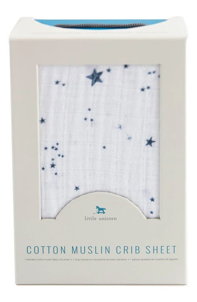 little unicorn Cotton Muslin Crib Sheet in Shooting Stars at Nordstrom