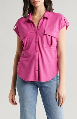 Bobeau Utility Short Sleeve Button-Up Shirt at Nordstrom,