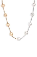 Jenny Bird Celeste Faux Pearl & Bead Station Necklace in Two-Tone at Nordstrom