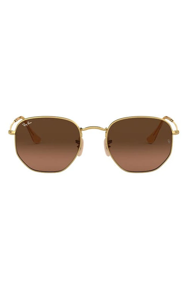 Ray-Ban 51mm Geometric Sunglasses in Gold/Brown Gradient at Nordstrom