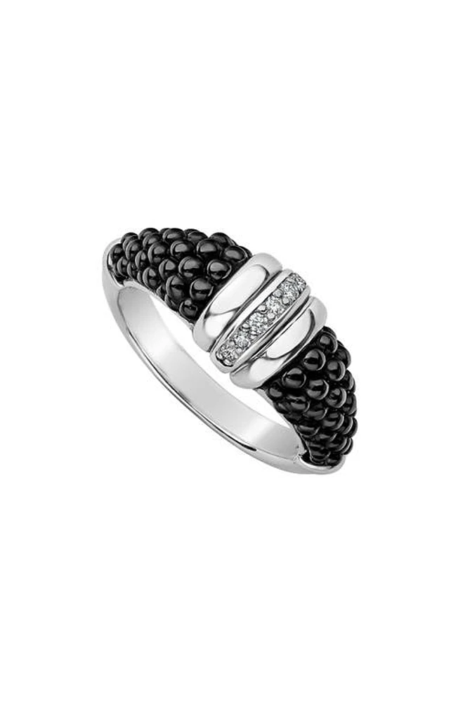 LAGOS Black Caviar Diamond Tapered Ring in Silver/Black at Nordstrom