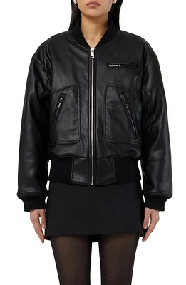 Apparis Chaz Faux Leather Bomber Jacket in Noir at Nordstrom, Size Small