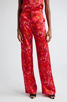 L'AGENCE Luvvy Butterfly Print Silk Straight Leg Trousers Multi Petal at Nordstrom,