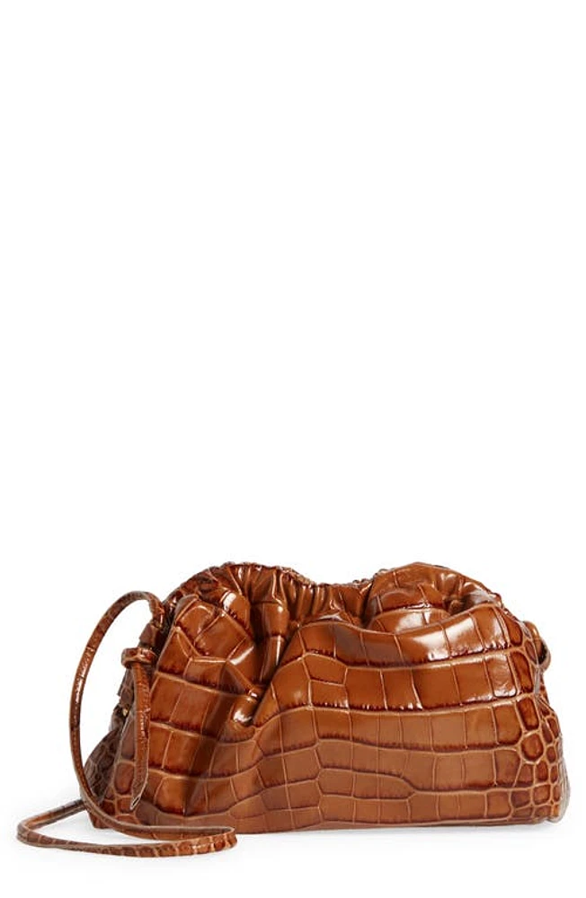 Mansur Gavriel Mini Cloud Croc Embossed Leather Clutch in Amaretti at Nordstrom