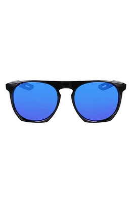 Nike Flatspot XXII 52mm Geometric Sunglasses in Obsidian/Ultraviolet Mirror at Nordstrom