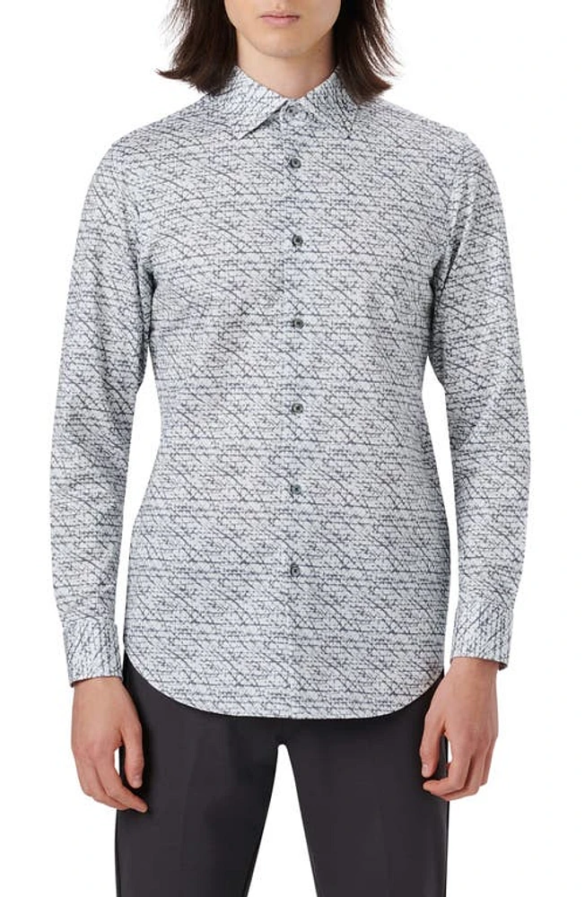 Bugatchi OoohCotton Abstract Print Button-Up Shirt in Cement at Nordstrom, Size Small