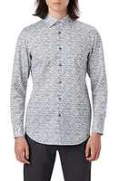 Bugatchi OoohCotton Abstract Print Button-Up Shirt in Cement at Nordstrom, Size Small