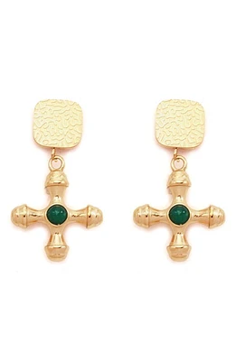 Petit Moments Turin Cross Drop Earrings in Emerald at Nordstrom