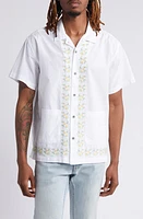 Obey Tres Embroidered Floral Camp Shirt White at Nordstrom,