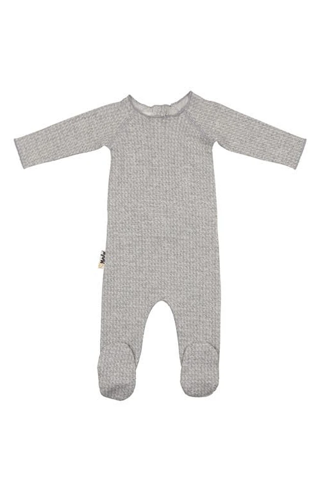 Manière Wave Stripe Cotton Footie in Heather Grey at Nordstrom, Size 12M