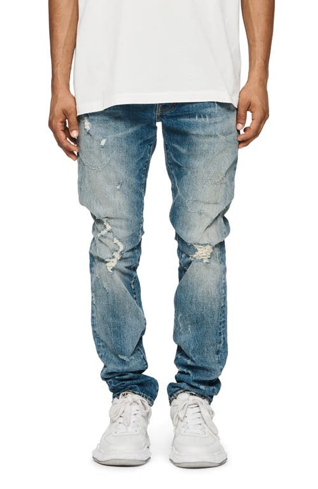 PURPLE BRAND Distressed Skinny Jeans Mid Indigo at Nordstrom,