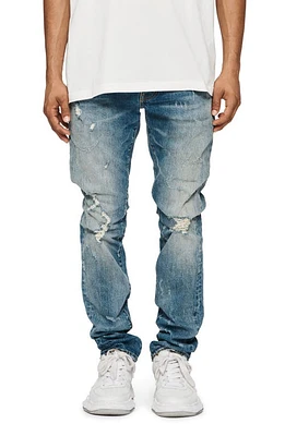 PURPLE BRAND Distressed Skinny Jeans Mid Indigo at Nordstrom,