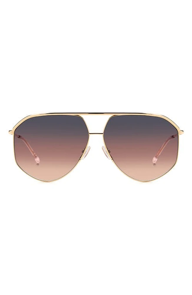 Isabel Marant Wild Metal 64mm Gradient Oversize Aviator Sunglasses in Rose Gold/ at Nordstrom