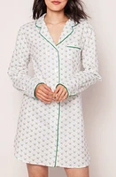 Petite Plume Match Point Long Sleeve Nightshirt Green at Nordstrom,