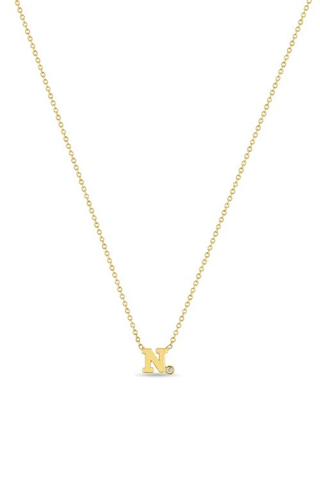 Zoë Chicco Diamond Initial Pendant Necklace in Yellow Gold-N at Nordstrom, Size 16