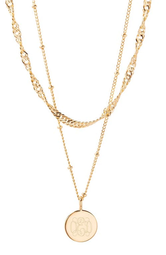 Brook and York Lizzie Monogram Pendant Necklace Set in Gold at Nordstrom