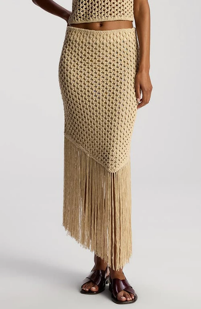 A. L.C. Leona Asymmetric Fringe Crochet Skirt Pampas at Nordstrom,