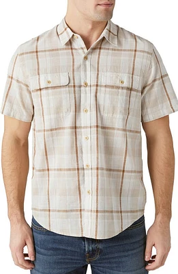 Lucky Brand Plaid Short Sleeve Cotton Button-Up Workwear Shirt at Nordstrom,