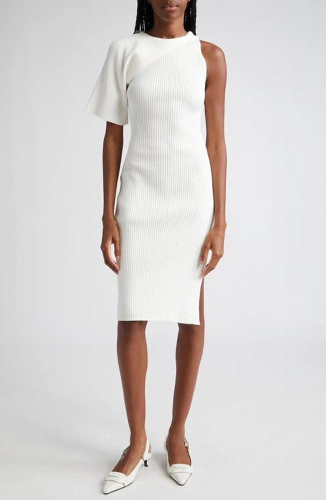 Courrèges Asymmetric Rib Knit Dress in Heritage White at Nordstrom, Size Medium