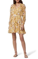 Joie Clara Floral Long Sleeve Silk Minidress in Amber Gold Multi at Nordstrom, Size Small