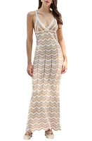 Capittana Alaia Stripe Cover-Up Maxi Sweater Dress Beige at Nordstrom,