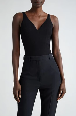 Alexander McQueen Seamless Open Back Bodysuit Black at Nordstrom,