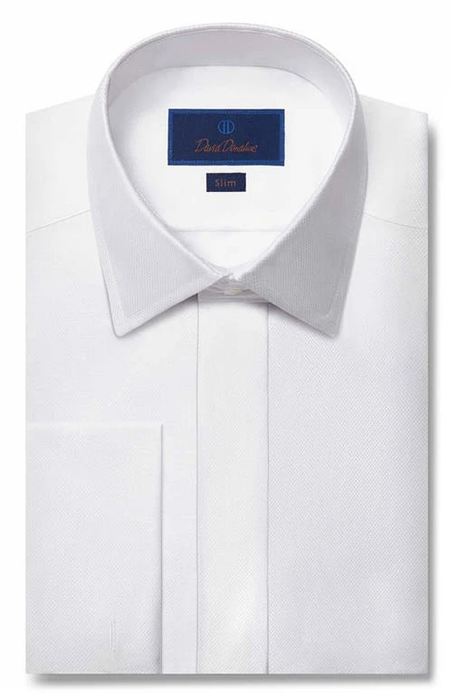 David Donahue Slim Fit Formal Cotton Dress Shirt White at Nordstrom,