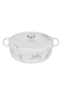 Le Creuset Signature 6.75-Quart Oval Enamel Cast Iron French/Dutch Oven with Lid in White Marble at Nordstrom