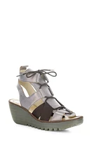 Fly London Yaca Platform Wedge Sandal Bronze Lamar at Nordstrom,