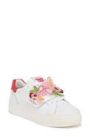 Sam Edelman Wendy Floral Embroidery Platform Sneaker Bright White/Guava Pink at Nordstrom,