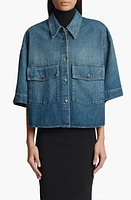 Khaite The Mahsha High-Low Denim Button-Up Shirt Stinson at Nordstrom,