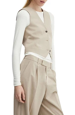 MANGO Button-Up Vest Beige at Nordstrom,