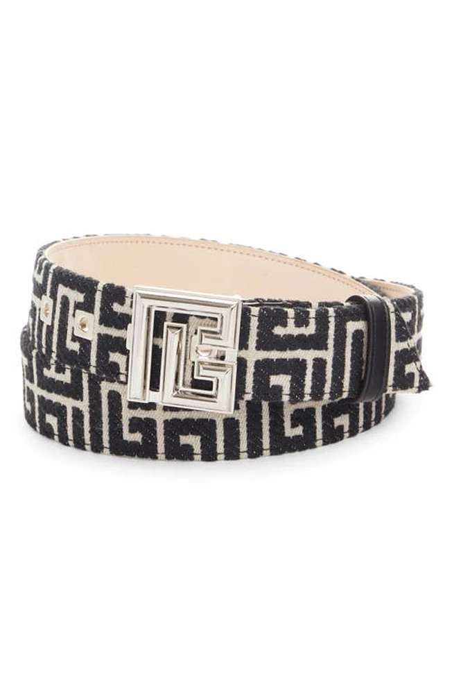 Balmain Monogram Buckle Belt Ivory/Black at Nordstrom, Eu